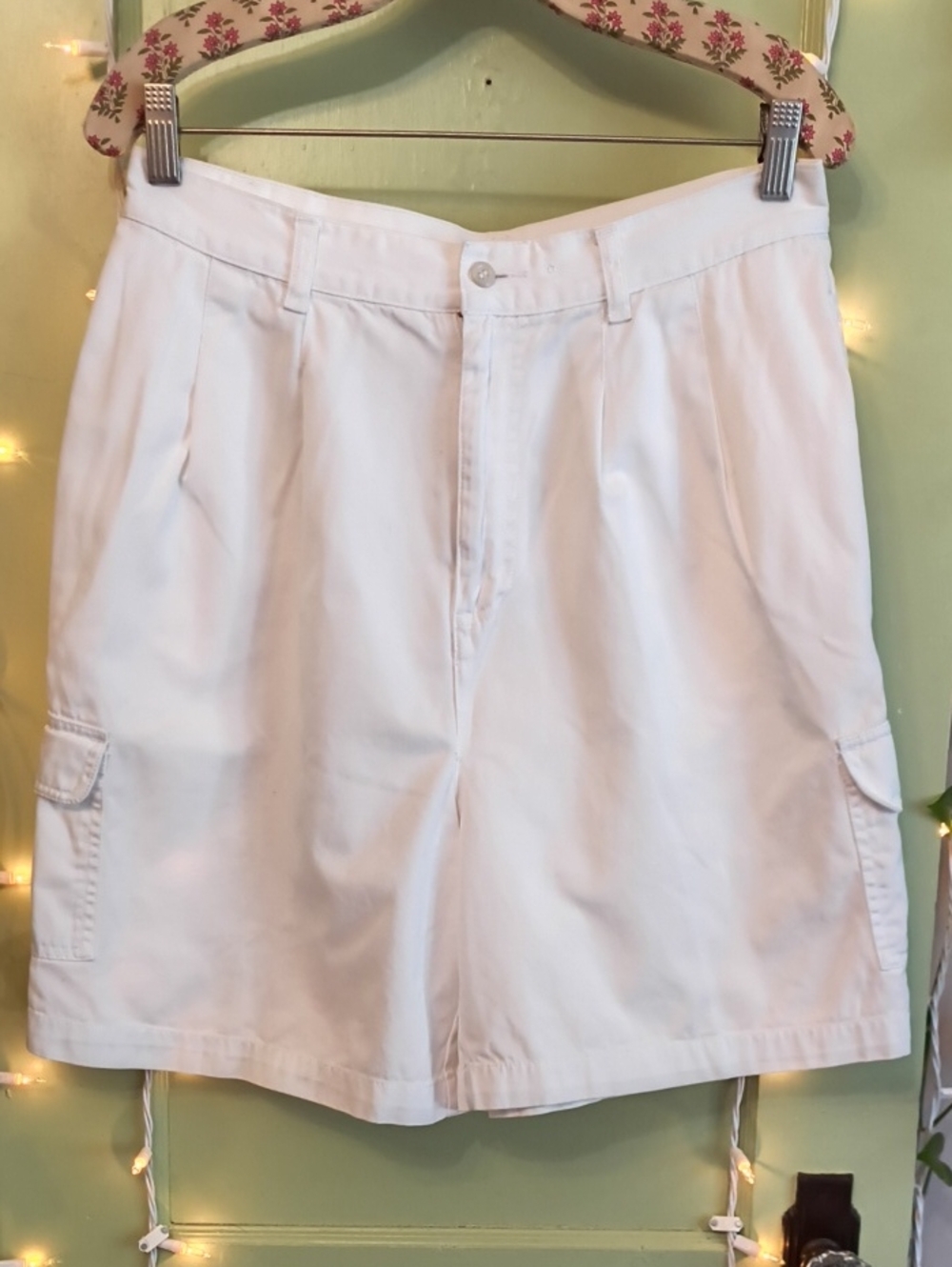 Women's White Stag Stark White High Waisted Wide Leg Cargo Shorts 12